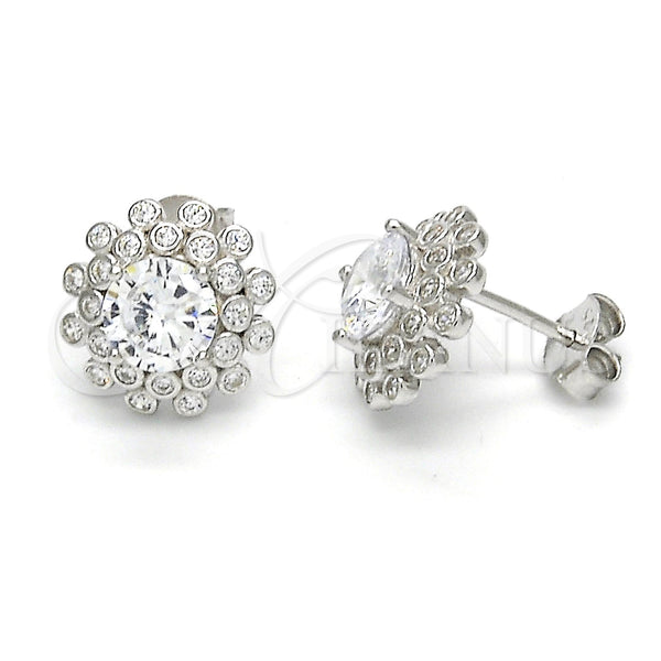Sterling Silver Ring — Stud Earring with White Cubic Zirconia Polished Raw — main product view — SKU 121546 | Plata 925 anillo — Stud Earring with blanco Cubic Zirconia pulido Raw — SKU 121546