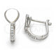 Sterling Silver Huggie Hoop, Teardrop Design, with White Cubic Zirconia and Ivory Mother of Pearl, Polished, Raw, 02.186.0056.15