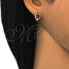 Sterling Silver Huggie Hoop, with Ruby Cubic Zirconia and White Micro Pave, Polished, Rhodium Finish, 02.186.0059.1.12