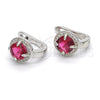 Sterling Silver Huggie Hoop, with Ruby Cubic Zirconia and White Micro Pave, Polished, Rhodium Finish, 02.186.0059.1.12