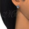 Sterling Silver Huggie Hoop, with White and Sapphire Blue Cubic Zirconia, Polished, Rhodium Finish, 02.186.0060.1.12