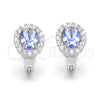 Sterling Silver Huggie Hoop, with White and Sapphire Blue Cubic Zirconia, Polished, Rhodium Finish, 02.186.0060.1.12