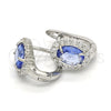 Sterling Silver Huggie Hoop, with White and Sapphire Blue Cubic Zirconia, Polished, Rhodium Finish, 02.186.0060.1.12