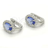 Sterling Silver Huggie Hoop, with White and Sapphire Blue Cubic Zirconia, Polished, Rhodium Finish, 02.186.0060.1.12