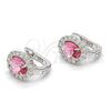 Sterling Silver Huggie Hoop, with White and Ruby Cubic Zirconia, Polished, Rhodium Finish, 02.186.0060.2.15