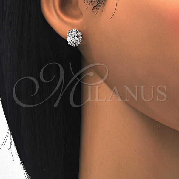 Sterling Silver Ring — Stud Earring with White Cubic Zirconia Polished Raw — alternate product view — SKU 121561 | Plata 925 anillo — Stud Earring with blanco Cubic Zirconia pulido Raw — SKU 121561