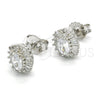 Sterling Silver Stud Earring, with White Cubic Zirconia, Polished, Raw, 02.186.0062