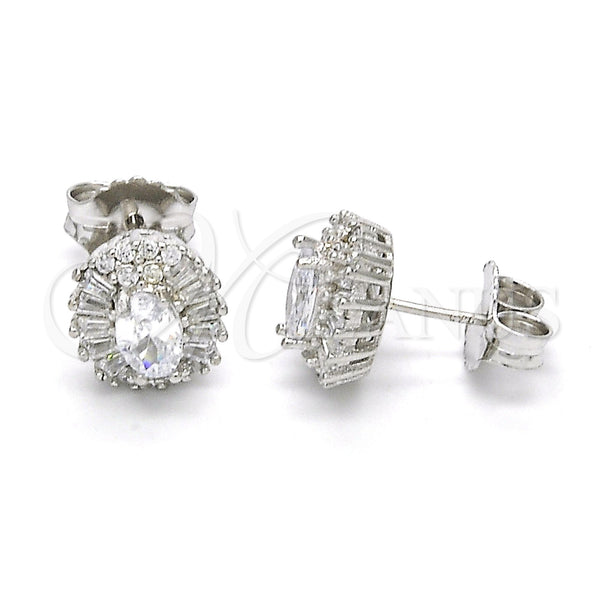 Sterling Silver Ring — Stud Earring with White Cubic Zirconia Polished Raw — main product view — SKU 121561 | Plata 925 anillo — Stud Earring with blanco Cubic Zirconia pulido Raw — SKU 121561