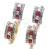 Rhodium Gold Filled Huggie Hoop, with Ruby and White Cubic Zirconia, Polished, Rhodium Finish, 02.267.0014.8.20