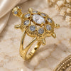 Oro Laminado Multi Stone Ring, Gold Filled Style Turtle Design, with White Cubic Zirconia, Polished, Golden Finish, 01.210.0066.07 (Size 7)