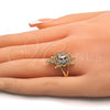 Oro Laminado Multi Stone Ring, Gold Filled Style Turtle Design, with White Cubic Zirconia, Polished, Golden Finish, 01.210.0066.08 (Size 8)