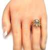 Oro Laminado Multi Stone Ring, Gold Filled Style Turtle Design, with Multicolor Cubic Zirconia, Polished, Golden Finish, 01.210.0066.1.07 (Size 7)