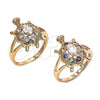 Oro Laminado Multi Stone Ring, Gold Filled Style Turtle Design, with Multicolor Cubic Zirconia, Polished, Golden Finish, 01.210.0066.1.07 (Size 7)