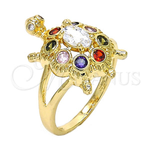 Gold Filled Ring — Multi Stone Ring Turtle Design with Multicolor Cubic — main product view — SKU 121576 | Oro Laminado anillo — Multi Stone Ring Turtle diseño with Multicolor Cubic — SKU 121576