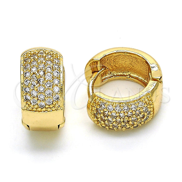 Gold Filled Hoop Earrings — Huggie Hoop with White Micro Pave Polished 02. — main product view — SKU 121623 | Oro Laminado aretes de aro — Huggie Hoop with blanco Micro Pave pulido 02. — SKU 121623