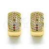 Oro Laminado Huggie Hoop, Gold Filled Style with Multicolor Cubic Zirconia, Polished, Golden Finish, 02.210.0039.1.15