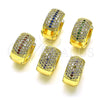 Oro Laminado Huggie Hoop, Gold Filled Style with Multicolor Cubic Zirconia, Polished, Golden Finish, 02.210.0039.1.15