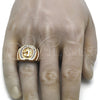 Oro Laminado Mens Ring, Gold Filled Style Horse Design, with White Cubic Zirconia, Polished, Golden Finish, 01.316.0001.12 (Size 12)