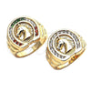 Oro Laminado Mens Ring, Gold Filled Style Horse Design, with White Cubic Zirconia, Polished, Golden Finish, 01.316.0001.12 (Size 12)