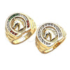 Oro Laminado Mens Ring, Gold Filled Style Horse Design, with Multicolor Cubic Zirconia, Polished, Golden Finish, 01.316.0001.1.11 (Size 11)