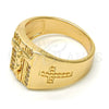 Oro Laminado Mens Ring, Gold Filled Style Crucifix Design, with White Cubic Zirconia, Polished, Golden Finish, 01.283.0001.10 (Size 10)