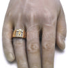 Oro Laminado Mens Ring, Gold Filled Style Crucifix Design, with White Cubic Zirconia, Polished, Golden Finish, 01.283.0001.12 (Size 12)