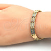 Oro Laminado Solid Bracelet, Gold Filled Style Polished, Tricolor, 03.102.0035.07 (08 MM Thickness, 7 Inches Length)
