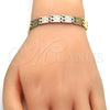 Oro Laminado Solid Bracelet, Gold Filled Style Polished, Tricolor, 03.102.0035.07 (08 MM Thickness, 7 Inches Length)
