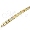 Oro Laminado Solid Bracelet, Gold Filled Style Polished, Tricolor, 03.102.0035.07 (08 MM Thickness, 7 Inches Length)