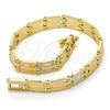 Oro Laminado Solid Bracelet, Gold Filled Style Polished, Tricolor, 03.102.0035.07 (08 MM Thickness, 7 Inches Length)