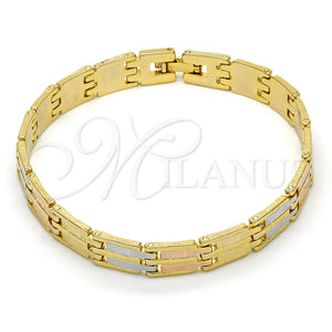 Gold Filled Bracelet — Solid Bracelet Polished Tricolor 03. 08 MM Thickness — main product view — SKU 121670 | Oro Laminado brazalete — Solid Bracelet pulido Tricolor 03. 08 MM Thickness — SKU 121670