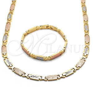 Gold Filled Bracelet — Necklace and Bracelet Diamond Cutting Tricolor 06. — main product view — SKU 121671 | Oro Laminado brazalete — Necklace and Bracelet Diamond Cutting Tricolor 06. — SKU 121671