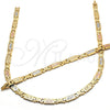 Oro Laminado Necklace and Bracelet, Gold Filled Style Diamond Cutting Finish, Tricolor, 06.102.0010