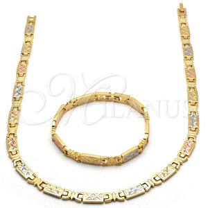 Gold Filled Bracelet — Necklace and Bracelet Diamond Cutting Tricolor 06. — main product view — SKU 121673 | Oro Laminado brazalete — Necklace and Bracelet Diamond Cutting Tricolor 06. — SKU 121673