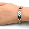 Oro Laminado Solid Bracelet, Gold Filled Style Polished, Tricolor, 03.102.0038.08 (08 MM Thickness, 8 Inches Length)