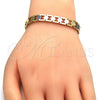 Oro Laminado Solid Bracelet, Gold Filled Style Polished, Tricolor, 03.102.0038.08 (08 MM Thickness, 8 Inches Length)