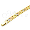 Oro Laminado Solid Bracelet, Gold Filled Style Polished, Tricolor, 03.102.0038.08 (08 MM Thickness, 8 Inches Length)
