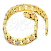 Oro Laminado Solid Bracelet, Gold Filled Style Polished, Tricolor, 03.102.0038.08 (08 MM Thickness, 8 Inches Length)