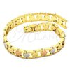 Oro Laminado Solid Bracelet, Gold Filled Style Polished, Tricolor, 03.102.0038.08 (08 MM Thickness, 8 Inches Length)