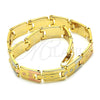 Oro Laminado Solid Bracelet, Gold Filled Style Polished, Tricolor, 03.102.0036.08 (07 MM Thickness, 8 Inches Length)