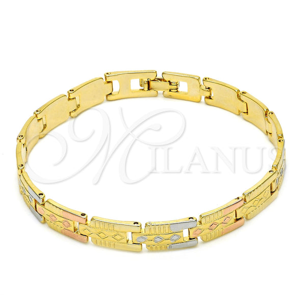 Gold Filled Bracelet — Solid Bracelet Polished Tricolor 03. 07 MM Thickness — main product view — SKU 121679 | Oro Laminado brazalete — Solid Bracelet pulido Tricolor 03. 07 MM Thickness — SKU 121679