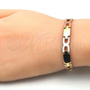Oro Laminado Solid Bracelet, Gold Filled Style Polished, Tricolor, 03.102.0043.08 (07 MM Thickness, 8 Inches Length)