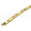 Oro Laminado Solid Bracelet, Gold Filled Style Polished, Tricolor, 03.102.0043.08 (07 MM Thickness, 8 Inches Length)