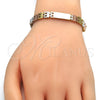 Oro Laminado Solid Bracelet, Gold Filled Style Polished, Tricolor, 03.102.0044.08 (07 MM Thickness, 8 Inches Length)