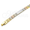 Oro Laminado Solid Bracelet, Gold Filled Style Polished, Tricolor, 03.102.0044.08 (07 MM Thickness, 8 Inches Length)