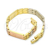 Oro Laminado Solid Bracelet, Gold Filled Style Polished, Tricolor, 03.102.0044.08 (07 MM Thickness, 8 Inches Length)