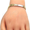 Oro Laminado Solid Bracelet, Gold Filled Style Polished, Tricolor, 03.102.0045.08 (07 MM Thickness, 8 Inches Length)