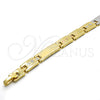 Oro Laminado Solid Bracelet, Gold Filled Style Polished, Tricolor, 03.102.0045.08 (07 MM Thickness, 8 Inches Length)