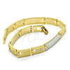 Oro Laminado Solid Bracelet, Gold Filled Style Polished, Tricolor, 03.102.0045.08 (07 MM Thickness, 8 Inches Length)