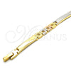 Oro Laminado Solid Bracelet, Gold Filled Style Polished, Tricolor, 03.102.0046.08 (06 MM Thickness, 8 Inches Length)